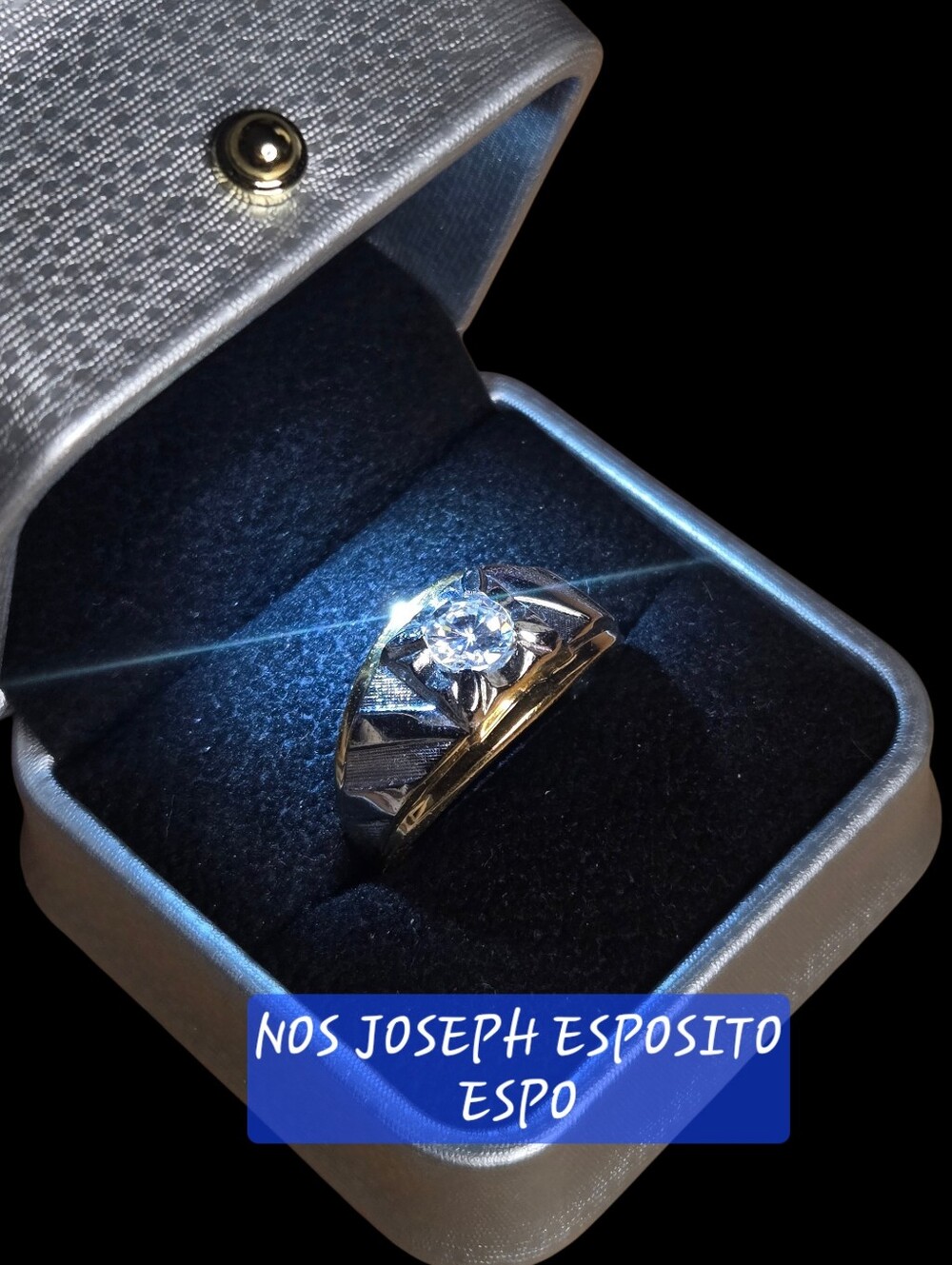 Vtg Espo Men's Two-Tone à jour Solitaire Ring (Size 12.5) – New Old Stock